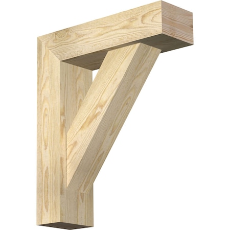 Ekena Millwork Traditional Block Rough Sawn Bracket w/ Offset Brace, Douglas Fir, 6"W x 20"D x 24"H BKT0604X20X24TRA05RDF